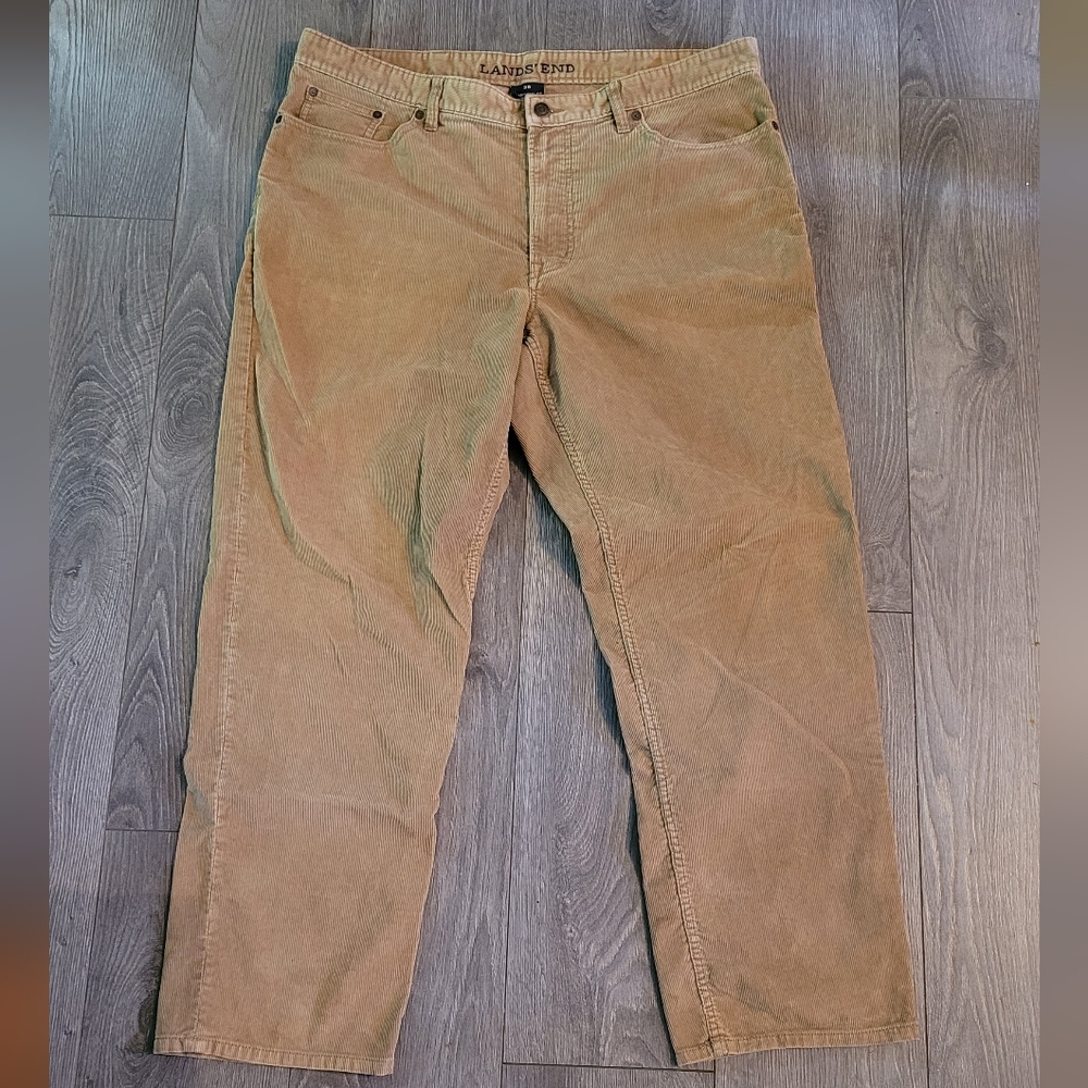 Lands' End Tan Corduroy Pants Classic Style